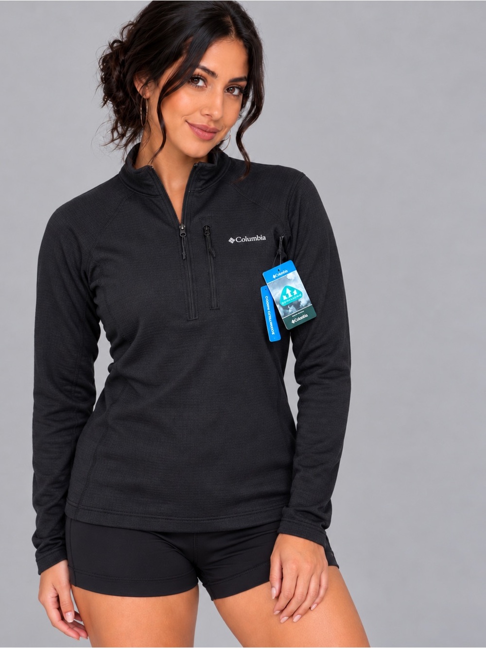Columbia Essential Hike Grid Fleece Half Zip Women’s S Black NWT